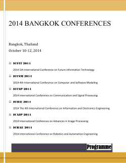 2014 BANGKOK CONFERENCES Bangkok, Thailand October 10-12, 2014