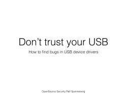 Don’t trust your USB OpenSource Security Ralf Spenneberg