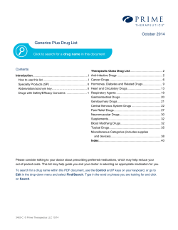 Generics Plus Drug List October 2014  Contents