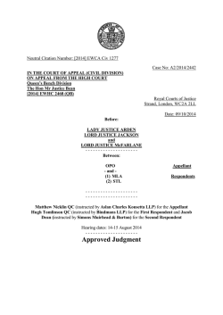 Neutral Citation Number: [2014] EWCA Civ 1277