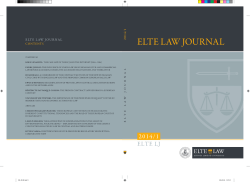 ELTE Law JournaL /1 2014 ELT E L aw J ournaL