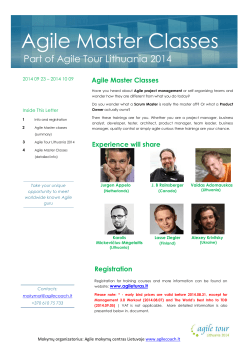 Agile Master Classes  Part of Agile Tour Lithuania 2014