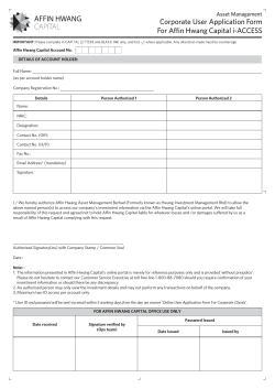 Corporate User Application Form For Affin Hwang Capital i-ACCESS Asset Management