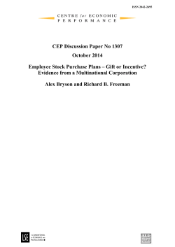 CEP Discussion Paper No 1307 October 2014 Evidence from a Multinational Corporation
