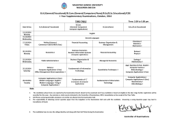 B.A.(General/Vocational)/B.Com.(General/Computers/Hons)/B.Sc/B.Sc (Vocational)/CDE I- Year Supplementary Examinations, October, 2014