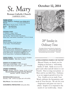 St. Mary October 12, 2014 Roman Catholic Church