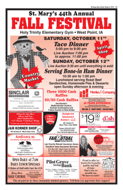 FALL FESTIVAL St. Mary&rsquo;s 44th Annual Taco Dinner Serving Bone-in Ham Dinner