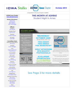 IOWA  Stalks THIS MONTH AT ASHRAE