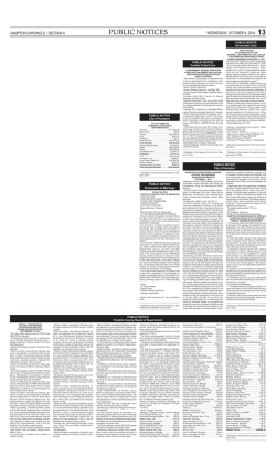 13 PUBLIC NOTICES WEDNESDAY, OCTOBER 8, 2014 HAMPTON CHRONICLE &bull; SECTION A