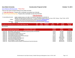 Iowa State University Construction Projects for Bid October 14, 2014