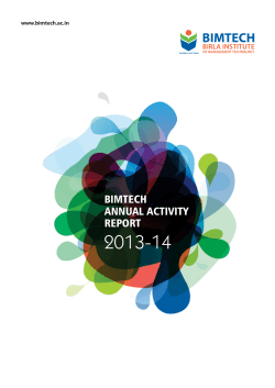 2013-14 BIMTECH ANNUAL ACTIVITY REPORT