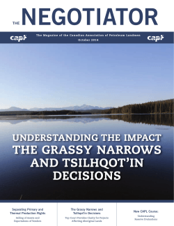 NEGOTIATOR The grAssy nArrOws And TsiLhqOT’in deCisiOns