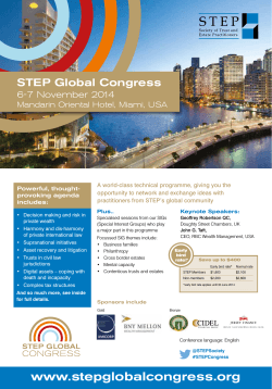 STEP Global Congress 6-7 November 2014 Mandarin Oriental Hotel, Miami, USA
