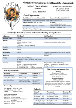 Catholic Community of Toukley/Lake Munmorah Parish Information: Masses