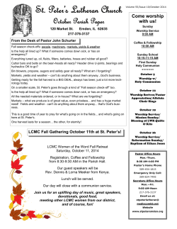 St. Peter’s Lutheran Church October Parish Paper Come worship with us!