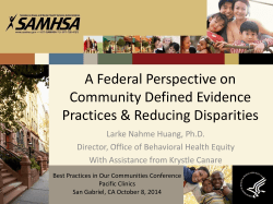 A Federal Perspective on Community Defined Evidence Practices &amp; Reducing Disparities