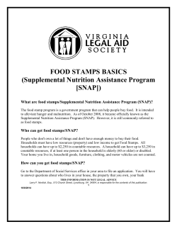 FOOD STAMPS BASICS (Supplemental Nutrition Assistance Program [SNAP])