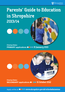 ● Parents’ Guide to Education in Shropshire 2013/14