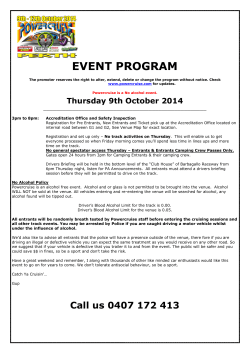 EVENT PROGRAM Thursday 9th October 2014 ___________________________________________________