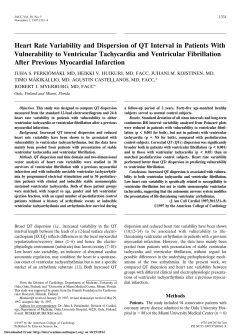 Heart Rate Variability and Dispersion of QT Interval in Patients... Vulnerability to Ventricular Tachycardia and Ventricular Fibrillation