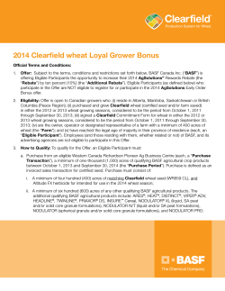 2014 Clearfield wheat Loyal Grower Bonus