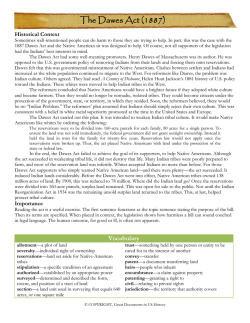 The Dawes Act (1887) Historical Context