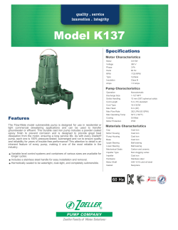 Model K137 Specifications Motor Characteristics Pump Characteristics