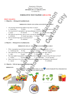 FORMATIVE TEST MAPEH 1 ( ) HEALTH