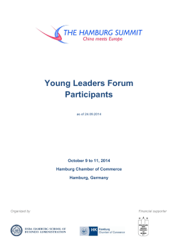 Young Leaders Forum Participants  October 9 to 11, 2014