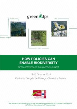 HOW POLICIES CAN ENABLE BIODIVERSITY 13-15 October 2014
