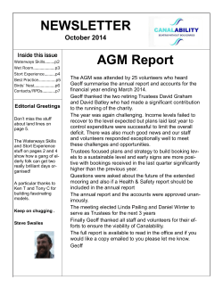 NEWSLETTER AGM Report October 2014 Inside this issue