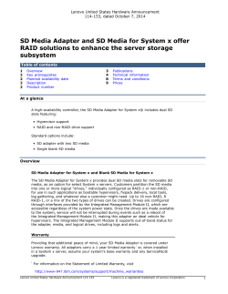 SD Media Adapter and SD Media for System x offer subsystem