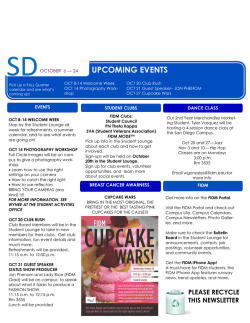SD UPCOMING EVENTS OCTOBER  6 &mdash; 24