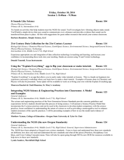 Friday, October 10, 2014 Session 1: 8:40am &ndash; 9:30am Room: 104
