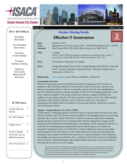 Effective IT Governance October Meeting Details