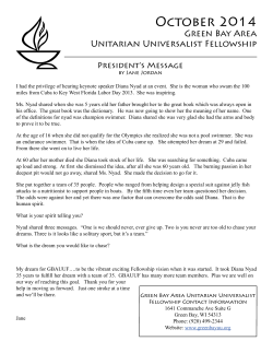 October 2014 Green Bay Area Unitarian Universalist Fellowship President’s Message