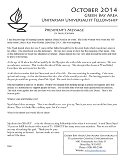October 2014 Green Bay Area Unitarian Universalist Fellowship President&rsquo;s Message