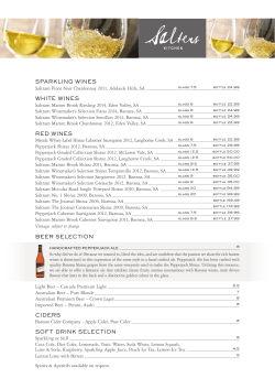 SPARKLING WINES WHITE WINES Saltram Pinot Noir Chardonnay 2011, Adelaide Hills, SA