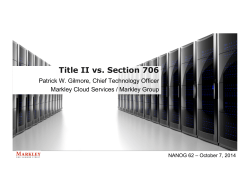 Title II vs. Section 706  Patrick W. Gilmore, Chief Technology Officer