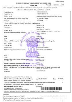 THE WEST BENGAL VALUE ADDED TAX RULES, 2005 FORM 50A Printed On: