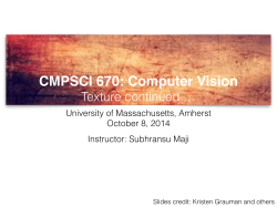 CMPSCI 670: Computer Vision! Texture continued … University of Massachusetts, Amherst