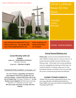Christ Lutheran News for the Pews