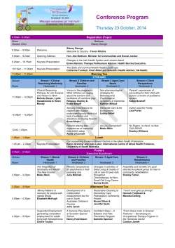 Conference Program  Thursday 23 October, 2014 Registration (Foyer)