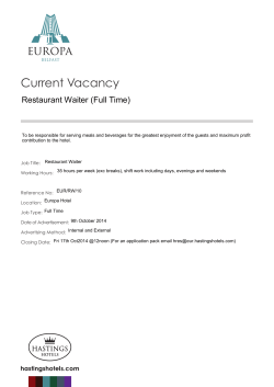 Current Vacancy Restaurant Waiter (Full Time)