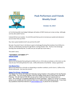 Peak Performers and Friends Weekly Email  October 10, 2014