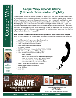 e Copper Valley Expands Lifeline ($1/month phone service ) Eligibility
