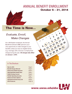 ANNUAL BENEFIT ENROLLMENT The Time is Now... Evaluate, Enroll, Make Changes