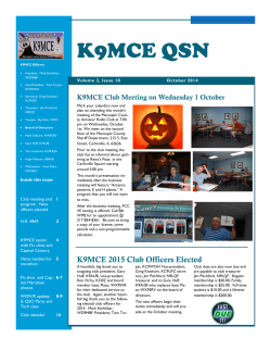 K9MCE QSN K9MCE Club Meeting on Wednesday 1 October October 2014