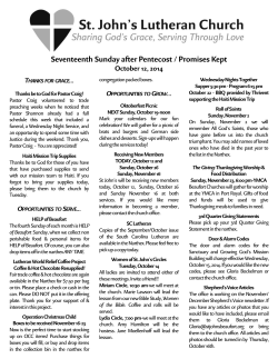 Seventeenth Sunday after Pentecost / Promises Kept October 12, 2014 T