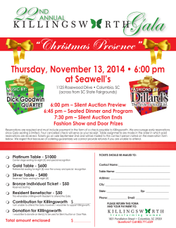 “Christmas Presence” Thursday, November 13, 2014 • 6:00 pm at Seawell’s Dick Goodwin
